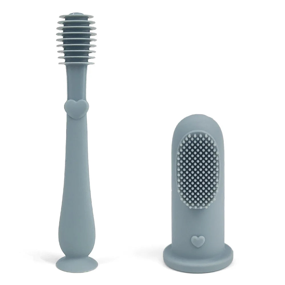 Food Grade Baby Oral Cleaner Infant and Toddler Cleaning Tongue Coating Silicone Toothbrush Set